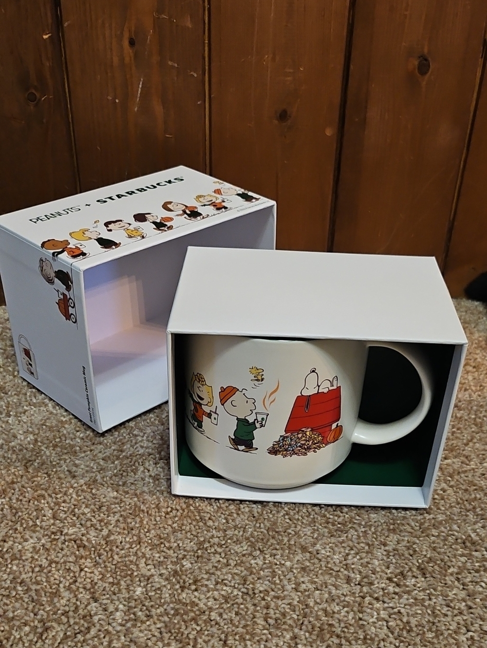 Starbucks White Peanuts Holiday Ceramic Mug with Colorful Character Art